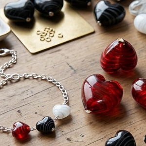 Cuentas de Vidrio Plateadas en Forma de Corazón de 18 mm |   Cuentas Sueltas Negras, Rojas, Blancas y Plateadas para la Fabricación de Joyas y Manualidades Decorativas - Product Image 5