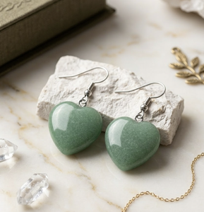 Pendientes de Aro con Forma de Corazón de Aventurina Verde para Mujer - Ideales para Fiestas, Bodas y Regalos - Product Image 2