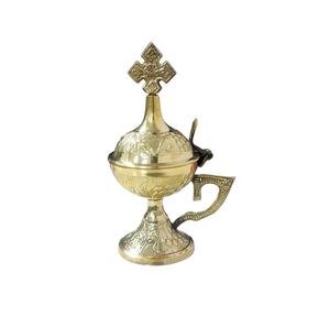 Hand Engrave Designing <b>Incense</b> Burner Cross On Top Jerusalem <b>Church</b> Supplies Luxury Brass Aromatherapy Diffuser And Censer - Product Image 1