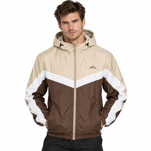 Custom Embroidered Logo Men's Hooded <b>Windbreaker</b> Jacket Hiking <b>Camping</b> Waterproof Zipper Hoodie 100% Nylon Men Rain Jackets - Product Image 1