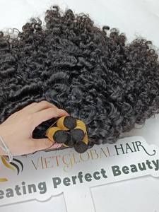 Pelo trenzado alineado con cutícula vietnamita, rizado birmano de la mejor calidad, precio al por mayor - Product Image 4