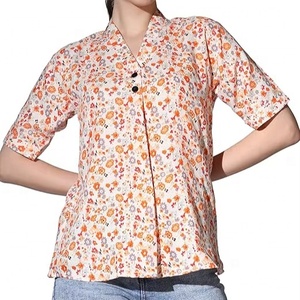 Top corto holgado de rayón para mujer, estilo coreano, informal, de manga corta - Product Image 1
