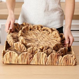 Water Hyacinth Serving Tray Handmade Woven Storage <b>Basket</b> Tray Eco Friendly Home Decor OEM Manufacturer Vietnam - Product Image 5