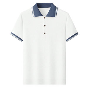 T-shirt à manches courtes pour homme 100 % coton respirant, séchage rapide, anti-plis, tricoté, pour le golf, brodé, décontracté, haut de gamme - Product Image 3