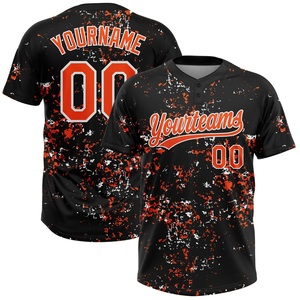 Camiseta de Béisbol Personalizada para Hombre, Negra, Roja y Blanca, Sublimada, Cuello en V, Manga Corta, Absorbe la Humedad, con Nombre y Número del Equipo - Product Image 1