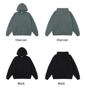 Sweat-shirt à capuche oversize pour homme, couleur unie, en molleton, style streetwear décontracté, pour l'automne, avec poche verte, coupe classique - Product Image 3