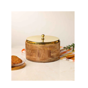 Wooden Chapati <b>Box</b> <b>with</b> brass <b>lid</b> Classic Stylish Handmade Fancy Casserole Home <b>Decorative</b> Kitchware use hot sale - Product Image 1