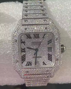 Montre de luxe pour homme Elite Flood Set Quartz Moissanite Diamant, style Hip Hop Streetwear, haut de gamme et brillante - Product Image 1