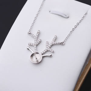 Collier pendentif en argent S925 fait main avec des bois de cerf, 8-10 cheveux de cire d'abeille, chaîne 316, accessoires en perles, nouveau accessoire de mode DIY - Product Image 1