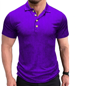 Men's <b>Black</b> Short Sleeve Knitted <b>Polo</b> <b>Shirt</b> Solid Color Button Down Casual Wear - Product Image 3