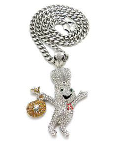Colgante de Cabra de Dibujos Animados con Cristales de Estrás, Aleación Plateada, Estilo Hiphop, Joyería Unisex, Regalo - Product Image 2