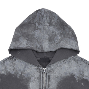 New Arrival Winter Distress Embroidery Hoodies Men's Fleece Breathable High Quality Cotton Blended - Product Image 3