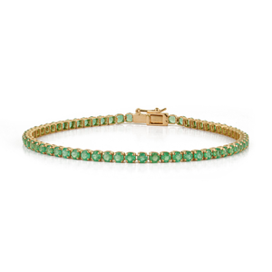 Bracelet empilable élégant en or jaune 14 carats, design nouveau, léger, 100 % émeraude véritable, fermoir boîte, fait main, unisexe. - Product Image 1