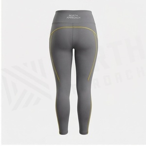 Leggings de Yoga North Approach de Cintura Alta y Largo Completo con Franja Lateral, Sin Costuras, Elásticos en Cuatro Direcciones, Color Gris - Product Image 2