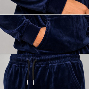Mens Velvet Tracksuit Set 2 Piece Sweatsuits Outfits Long Sleeve Velour <b>Hoodies</b> and Sweatpants Sets Sports Suits - Product Image 6