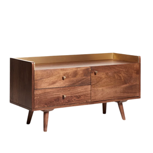 Mueble de TV de Madera de Sheesham con Acabado Natural, Mueble de Entretenimiento de Madera Rústica Hecho a Mano, Ecológico y Duradero para Sala de Estar o Dormitorio - Product Image 3