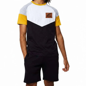 Ensemble décontracté d'été pour hommes en coton et élasthanne, style urbain, t-shirt court, grandes tailles, vente en gros, nouvelle arrivée - Product Image 1