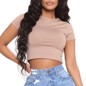 เสื้อยืดคอตตอน100% สำหรับผู้หญิงเสื้อครอปฟิตเนสเสื้อเอวลอยสำหรับผู้หญิงเนื้อผ้าเซ็กซี่น้ำหนักเบาระบายอากาศได้ดีผลิตตามสั่ง2026 - Product Image 3