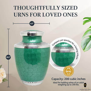 โกศบรรจุอัฐิสำหรับผู้ใหญ่ สีเขียวทองเหลือง ขนาด 220 คิวบิกอินช์ เป็นมิตรกับสิ่งแวดล้อม ทนทาน ทำจากโลหะ พร้อมสลักชื่อได้ตามต้องการ สไตล์ยุโรป/อเมริกา - Product Image 6