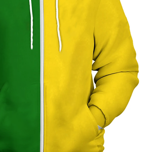 Premium Two Tone Split Sorority Hoodie Green <b>Yellow</b> Aesthetic Color Block Pullover Unisex 100% Cotton Custom Embroidery OEM - Product Image 6