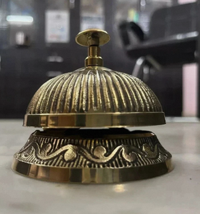 Vintage <b>Brass</b> Desk <b>Bell</b> Gold Finish Handcrafted Tabletop Notification Ringer for Reception Counter Hotel Lobby - Product Image 2