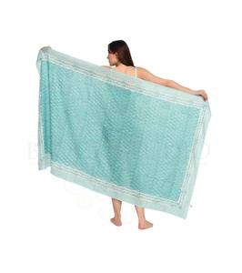 ผ้าซิ่นพิมพ์ลายบล็อกทำมือขายดีสำหรับผู้หญิง ผ้าคลุมบิกินี่น้ำหนักเบา เหมาะสำหรับใส่ไปเที่ยวทะเลและรีสอร์ทในช่วงฤดูร้อน - Product Image 1