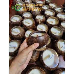 Eco2go Vietnam – Bougies artisanales écologiques et biologiques parfumées au style frais, dans des coupelles en coquille de noix de coco, pour la décoration intérieure – Fabriquées au Vietnam - Product Image 6