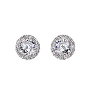 Boucles d'oreilles vintage unisexes plaquées or 14 carats avec diamants synthétiques de laboratoire taille brillant certifiés IGI pour anniversaire de mariage - Product Image 5