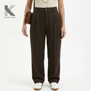 <b>Women</b> Brown Stretch Pants Cotton Nylon Spandex Canvas 290GSM <b>Lightweight</b> <b>Trousers</b> OEM ODM Wholesale Supplier Apparel Manufacture - Product Image 2