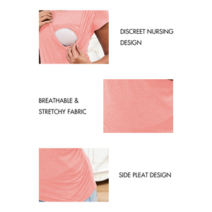 Camisas de lactancia de tacto suave para mujer, camisetas de maternidad de algodón transpirables y ligeras, ropa profesional para el embarazo - Product Image 2