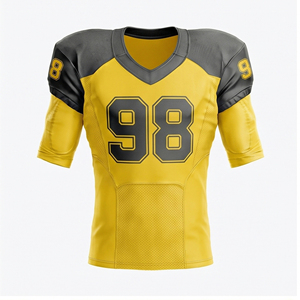 Uniformes de football américain personnalisés jaunes et noirs, tissu athlétique respirant, vêtements d'équipe OEM, vente en gros - Product Image 3