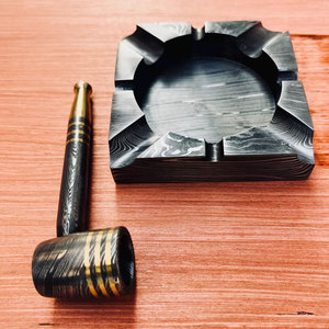 Decorative Damascus Steel <b>Ashtray</b> Unique Layered Pattern Heavy Duty Metal <b>Ashtray</b> for Tabletop Use and Gifting - Product Image 5