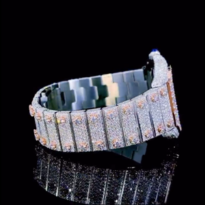 Montre Hip Hop personnalisée de haute qualité, entièrement sertie de diamants VVS cultivés en laboratoire, cadeau pour homme - Product Image 3