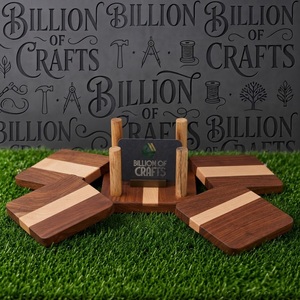 Ensemble de sous-verres en bois de qualité supérieure avec boîte de rangement Sous-verres décoratifs pour table basse Table à manger Maison Restaurant Hôtel - Product Image 1