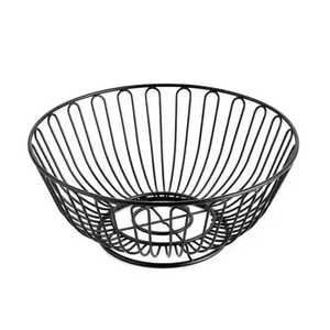 Cesta de Almacenamiento Ovalada Baja de Alambre Metálico Negro para Frutas, Bandeja de Exhibición de Frutas para Encimera de Cocina, Organizador de Pan para Mesa - Product Image 3