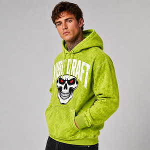 Sweat à capuche oversize en coton épais délavé à l'acide pour homme, style streetwear urbain, personnalisable, marque privée, vintage, vente en gros - Product Image 3
