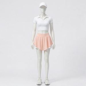 Short et jupe 2-en-1 taille haute à bande large, couleur unie, pour tennis, golf, pickleball, élastique, léger, séchage rapide, respirant, ensemble unique pour femme - Product Image 2