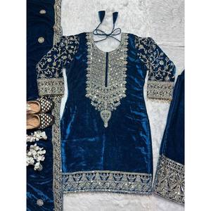 Conjunto de traje bordado para fiesta de mujer con codificación de trabajo secuencial - Product Image 5