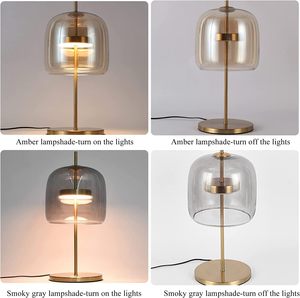 Lámpara de Mesa Decorativa con Pantalla de Vidrio Ahumado y Base Negra, Luz Tricolor Ajustable para Hogar u Oficina Moderna - Product Image 6