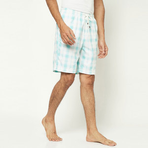 Shorts Bermuda Homme Décontractés à Carreaux Blancs et Bleu Ciel avec Cordon de Serrage, Style Décontracté, Respirants, Taille Mi-Haute, en Tissu Oxford de Coton - Product Image 3