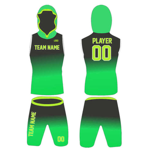 Ensemble de short et débardeur à capuche personnalisé sublimé noir-vert dégradé pour entraînement sportif tendance – Uniforme de basketball 7v7 de luxe - Product Image 4