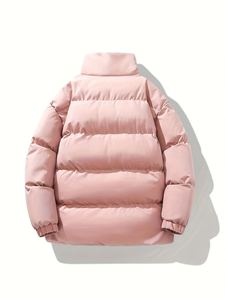 <b>Pink</b> Unisex Heated Eco-Friendly Puffer <b>Jacket</b> Winter Warm Windproof Casual Crew Neck Zipper Closure Standard Polyester Front - Product Image 2