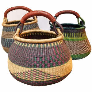 Handmade <b>Seagrass</b> Bolga <b>Basket</b> Eco Friendly Straw <b>Storage</b> Organizer Wholesale Durable Lightweight from Vietnam - Product Image 1