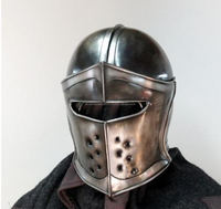Casco de Guerrero enano Medieval ennegrecido calibre 18 armadura de acero casco de Barbuta Caballero de acero batalla Guerrero armadura Casco Antiguo