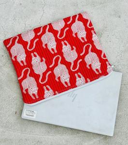 Handmade Quilted Cotton Laptop Sleeve Bag Boho Vintage Style Travel Case Zipper Closure Various Block Printed Designs Available - Product Image 2