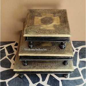 Handmade Brass Bajot Table Premium Mandir Platform <b>Sculpture</b> by INDIAN CRAFTS STORE - Product Image 6