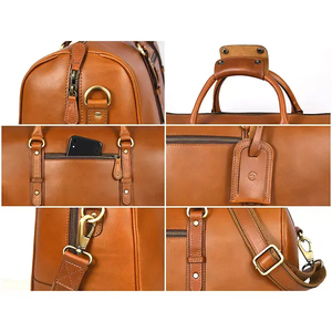 Factory Rate Pure Genuine <b>Leather</b> Premium Fashion Heavy Duty Large Fitness Travel Duffle <b>Bag</b> with Zipper Closure - Product Image 5