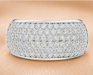 Premium Pave Diamond Dome <b>Ring</b> for Women in Yellow White Rose <b>Gold</b> Luxury Statement <b>Cocktail</b> Jewelry Gift - Product Image 2