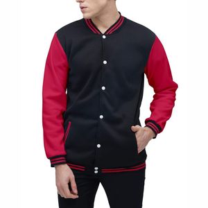 Chaqueta Varsity Unisex Verde y Blanca, Corte Regular, Cierre de Botones Cubiertos, Ropa Casual de Invierno, Lana, Resistente al Viento, Color Sólido - Product Image 2