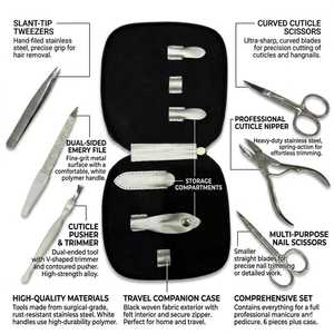 AQDAS INDUSTRIES Professional Durable <b>Manicure</b> Pedicure <b>Kit</b> 6-Piece Stainless Steel Right-Handed Scissors Nipper Tweezers - Product Image 2